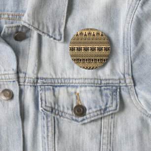 Griechischer Fret, Mittelmeer-Muster, braun Button