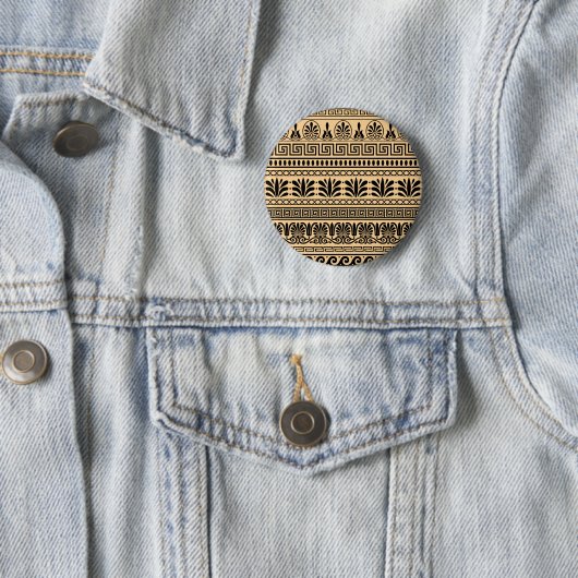 Griechischer Fret, Mittelmeer-Muster, braun Button (Beispiel)