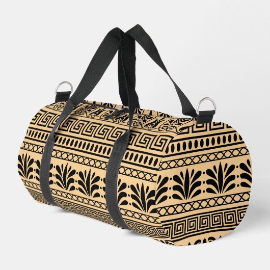 Griechischer Fret, Mittelmeer-Muster, braun Duffle Bag (Linke Seite)