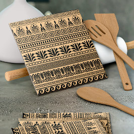 Griechischer Fret, Mittelmeer-Muster, braun Fliese