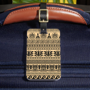 Griechischer Fret, Mittelmeer-Muster, braun Gepäckanhänger