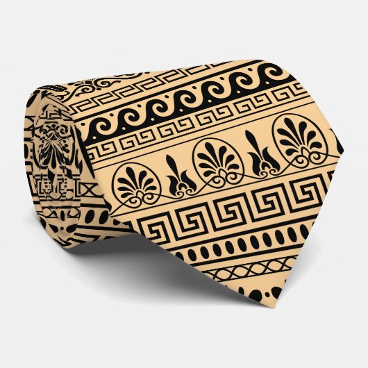 Griechischer Fret, Mittelmeer-Muster, braun Krawatte (Gerollt)