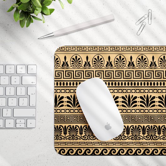 Griechischer Fret, Mittelmeer-Muster, braun Mousepad