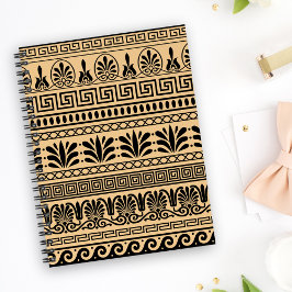 Griechischer Fret, Mittelmeer-Muster, braun Notizblock