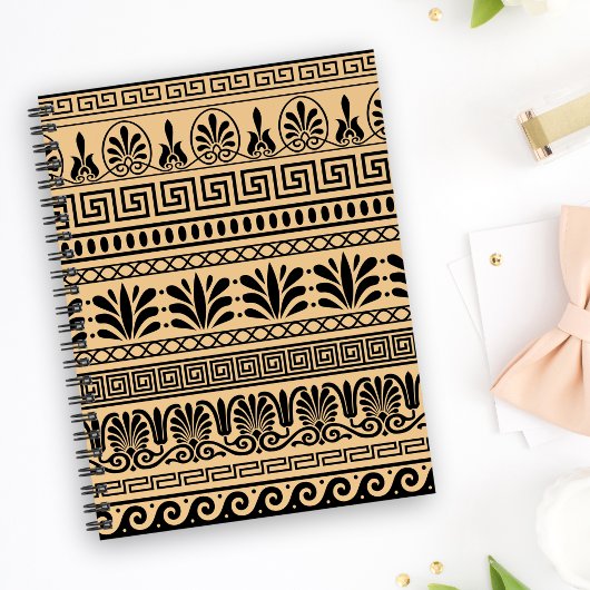 Griechischer Fret, Mittelmeer-Muster, braun Notizblock