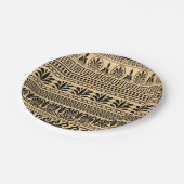 Griechischer Fret, Mittelmeer-Muster, braun Pappteller (Schrägansicht)