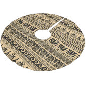 Griechischer Fret, Mittelmeer-Muster, braun Polyester Weihnachtsbaumdecke (Schrägansicht)