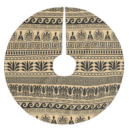 Griechischer Fret, Mittelmeer-Muster, braun Polyester Weihnachtsbaumdecke