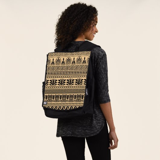 Griechischer Fret, Mittelmeer-Muster, braun Rucksack (Ausgewaschen)