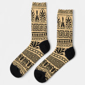 Griechischer Fret, Mittelmeer-Muster, braun Socken (Linkes Detail)