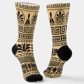Griechischer Fret, Mittelmeer-Muster, braun Socken (Gewinkelt)