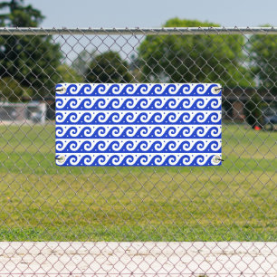 Griechischer Fret, Mittelmeer-Wellenmuster, Blau Banner