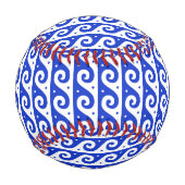 Griechischer Fret, Mittelmeer-Wellenmuster, Blau Baseball (Rückseite)