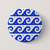 Griechischer Fret, Mittelmeer-Wellenmuster, Blau Button (Vorderseite)