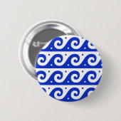 Griechischer Fret, Mittelmeer-Wellenmuster, Blau Button (Vorne & Hinten)