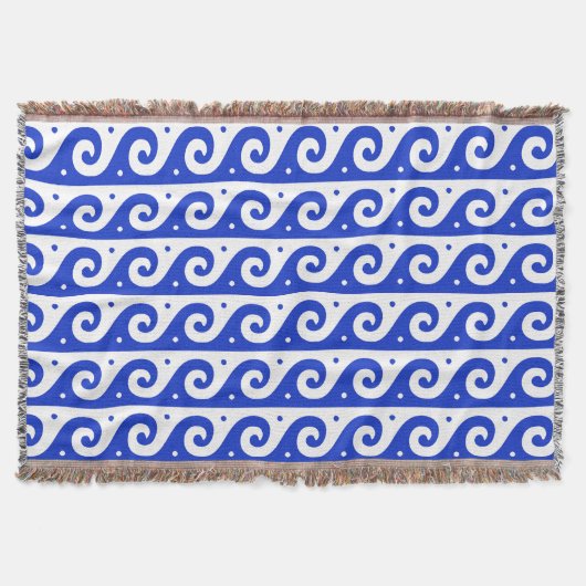 Griechischer Fret, Mittelmeer-Wellenmuster, Blau Decke (Vorderseite)