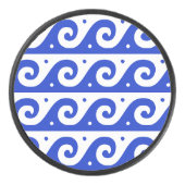Griechischer Fret, Mittelmeer-Wellenmuster, Blau Eishockey Puck (Vorderseite)