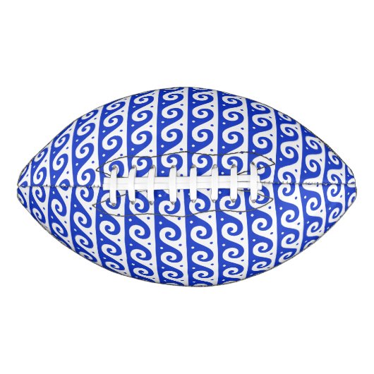 Griechischer Fret, Mittelmeer-Wellenmuster, Blau Football (Vorderseite)
