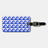 Griechischer Fret, Mittelmeer-Wellenmuster, Blau Gepäckanhänger (Vorderseite horizontal)