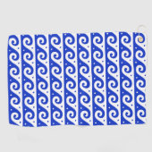 Griechischer Fret, Mittelmeer-Wellenmuster, Blau Golfhandtuch (Horizontal)