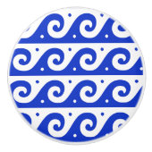 Griechischer Fret, Mittelmeer-Wellenmuster, Blau Keramikknauf (Vorderseite)