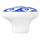 Griechischer Fret, Mittelmeer-Wellenmuster, Blau Keramikknauf (Seitenansicht)