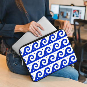 Griechischer Fret, Mittelmeer-Wellenmuster, Blau Laptopschutzhülle