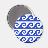 Griechischer Fret, Mittelmeer-Wellenmuster, Blau Magnet (Vorderseite/Rückseite)