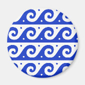 Griechischer Fret, Mittelmeer-Wellenmuster, Blau Magnet (Vorne)