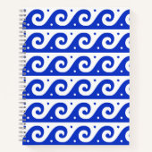 Griechischer Fret, Mittelmeer-Wellenmuster, Blau Notizblock (Vorderseite)