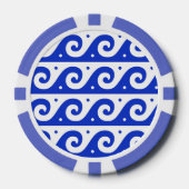 Griechischer Fret, Mittelmeer-Wellenmuster, Blau Pokerchips (Vorderseite)