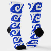 Griechischer Fret, Mittelmeer-Wellenmuster, Blau Socken (Gewinkelt)