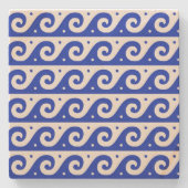 Griechischer Fret, Mittelmeer-Wellenmuster, Blau Steinuntersetzer (Vorderseite)