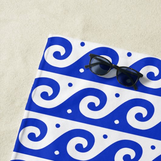 Griechischer Fret, Mittelmeer-Wellenmuster, Blau Strandtuch (Beispiel)