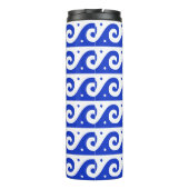 Griechischer Fret, Mittelmeer-Wellenmuster, Blau Thermosbecher (Rückseite)