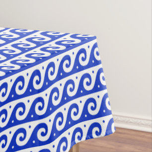 Griechischer Fret, Mittelmeer-Wellenmuster, Blau Tischdecke