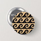Griechischer Fret, Mittelmeer-Wellenmuster, braun Button (Vorne & Hinten)