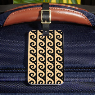 Griechischer Fret, Mittelmeer-Wellenmuster, braun Gepäckanhänger