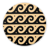 Griechischer Fret, Mittelmeer-Wellenmuster, braun Keramikknauf (Vorderseite)