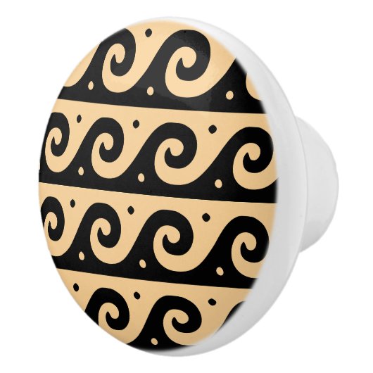 Griechischer Fret, Mittelmeer-Wellenmuster, braun Keramikknauf (Rechts)