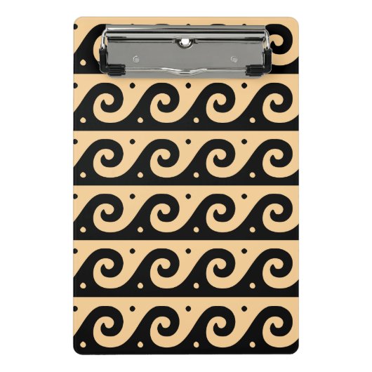 Griechischer Fret, Mittelmeer-Wellenmuster, braun Mini Klemmbrett (Vorderseite)