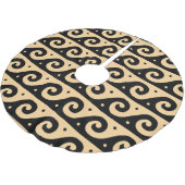 Griechischer Fret, Mittelmeer-Wellenmuster, braun Polyester Weihnachtsbaumdecke (Schrägansicht)