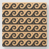 Griechischer Fret, Mittelmeer-Wellenmuster, braun Steinuntersetzer (Vorderseite)