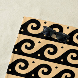 Griechischer Fret, Mittelmeer-Wellenmuster, braun Strandtuch