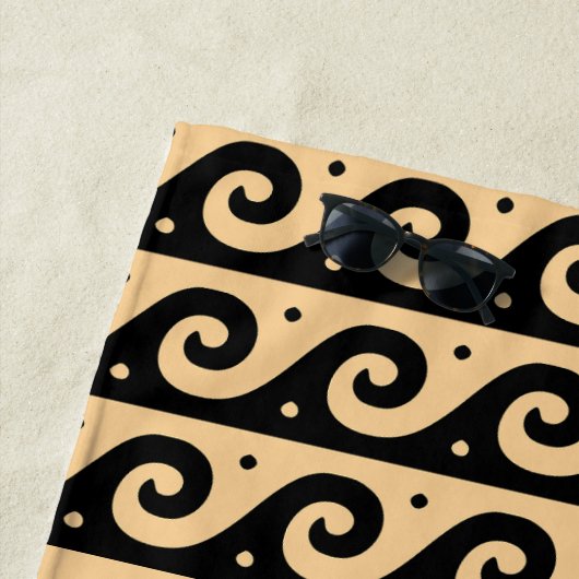 Griechischer Fret, Mittelmeer-Wellenmuster, braun Strandtuch (Beispiel)