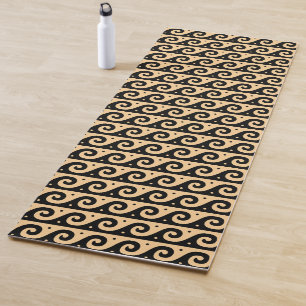 Griechischer Fret, Mittelmeer-Wellenmuster, braun Yogamatte