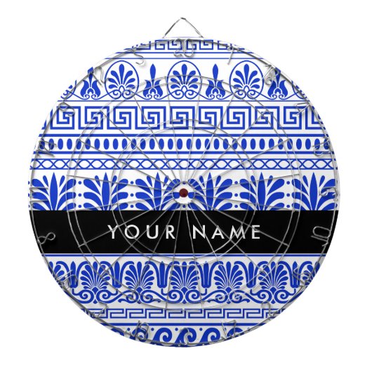 Griechischer Fret, Mixed Meander Key, Blau, Ihr Na Dartscheibe (vorne)