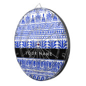 Griechischer Fret, Mixed Meander Key, Blau, Ihr Na Dartscheibe (Vorderseite rechts)