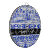 Griechischer Fret, Mixed Meander Key, Blau, Ihr Na Dartscheibe (Vorderseite Links)