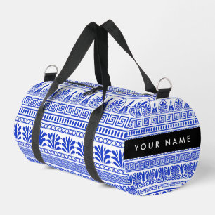 Griechischer Fret, Mixed Meander Key, Blau, Ihr Na Duffle Bag